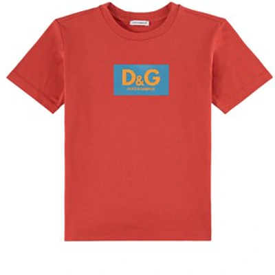 Dolce & Gabbana Kids' Logo Print Oversize Cotton T-shirt In Red