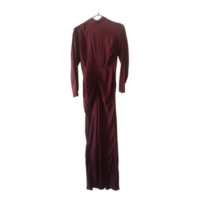 Pre-owned Simona Corsellini Silk Maxi Dress In Burgundy