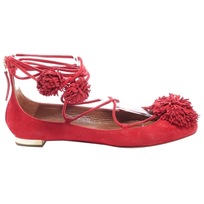 Pre-owned Aquazzura Leather Flats In Red