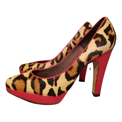 Pre-owned Buffalo Pony-style Calfskin Heels In Multicolour
