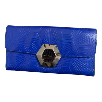 Pre-owned Bvlgari Leather Wallet In Blue