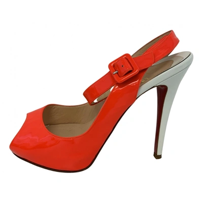 Pre-owned Christian Louboutin Patent Leather Sandals In Orange