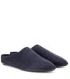 The Row Bea Cashmere Slipper Shoes In Dark Blue