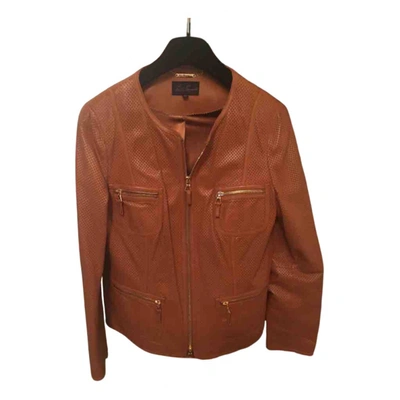 Pre-owned Luisa Spagnoli Leather Biker Jacket In Brown