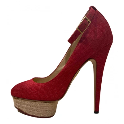 Pre-owned Charlotte Olympia Dolly Cloth Heels In Red