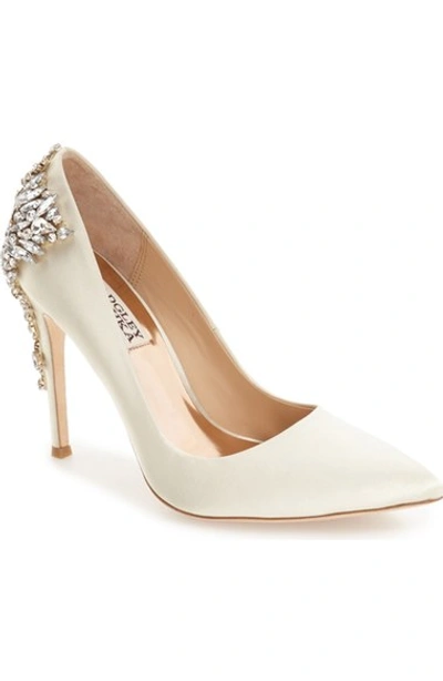 Badgley Mischka 'gorgeous' Crystal Embellished Pointy Toe Pump (women) In Ivory