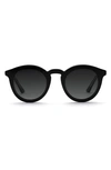 Krewe Collins Round Monochromatic Acetate Sunglasses W/ Nylon Overlay Lens In Black/ Grey