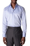 Eton Contemporary Fit Solid Dress Shirt With Floral Cuffs In Blue