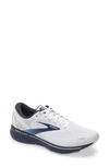 Brooks Ghost 14 Running Shoe In White/ Grey/ Navy