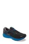 Brooks Ghost 13 Running Shoe In Black/blackened Pearl/blue