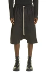Rick Owens Black Porterville Blistered Leather Shorts In Black