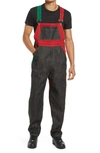Cross Colours Gender Inclusive Colorblock Cotton Denim Overalls In Black Red Green