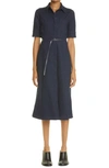 Altuzarra Kieran Belted Denim Serge Midi Shirtdress In Berry Blue