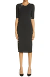 Altuzarra Topaz Button-detailed Ribbed-knit Midi Dress In Black