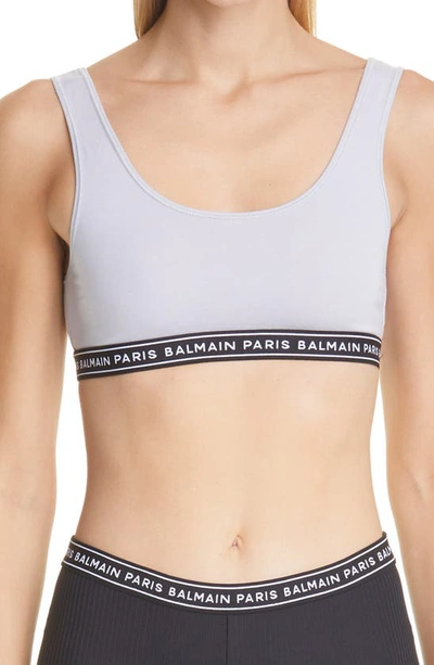 Balmain Logo-underband Sports Bra In Black