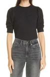 Frame Frankie Puff Sleeve Cashmere Sweater In Noir