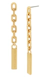 Allsaints Logo Etched Chain Link Linear Drop Earrings In Gold