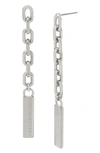 Allsaints Logo Etched Chain Link Linear Drop Earrings In Silver