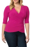 Kiyonna Faux Wrap Top In Orchid