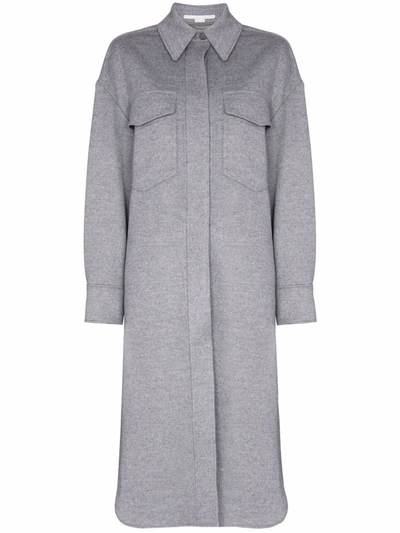 Stella Mccartney Linda Oversize 2-pocket Flannel Coat In Grey