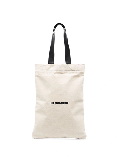 Jil Sander Flat Shopper Tote Bag In Neutrals