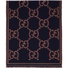 Gucci Mens Brown/beige Logo-embroidered Wool Scarf