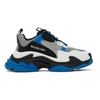 Balenciaga Blue & Black Triple S Sneakers In Grey