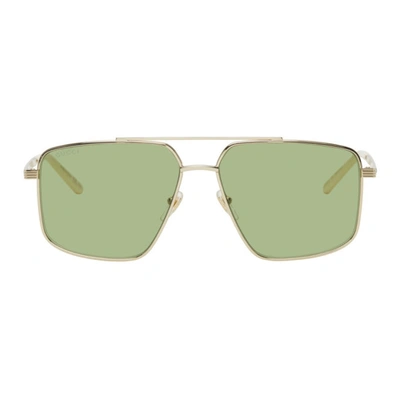 Gucci Gold & Green Shiny Endura Sunglasses In Gold Black Green