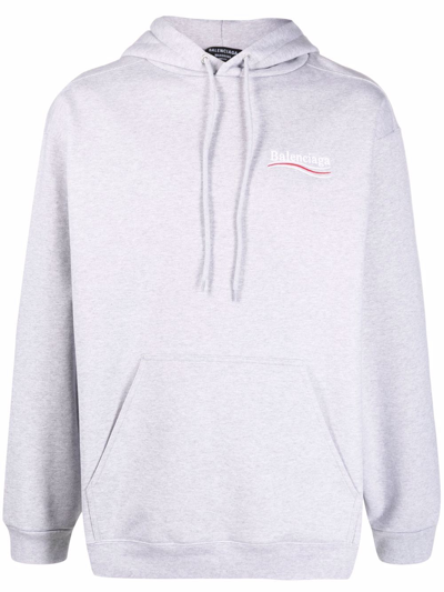 Balenciaga Political Campaign Cotton Hoodie In Grey