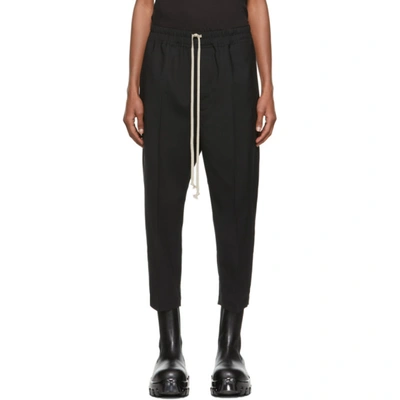 Rick Owens Black Paper Finish Drawstring Astaires Trousers