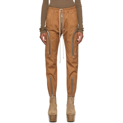 Rick Owens Bauhaus Cargo Track Trousers In Brown