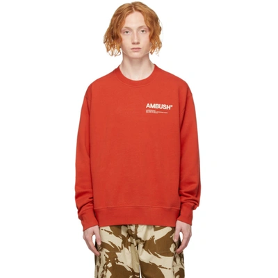 Ambush Logo-print Crew-neck Relaxed Sweatshirt In Red,white
