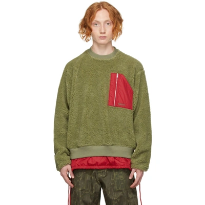 Ambush Khaki Wool Fleece Sweatshirt In Green