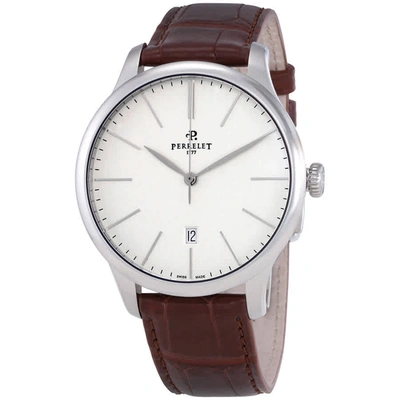 Perrelet First Class Automatic Mens Watch A1073/1 In Brown,silver Tone,white