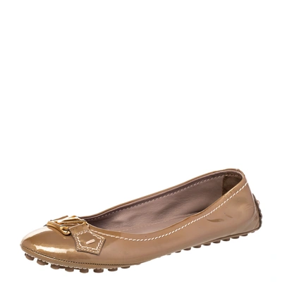 Pre-owned Louis Vuitton Gold Patent Leather Ballet Flats Size 36