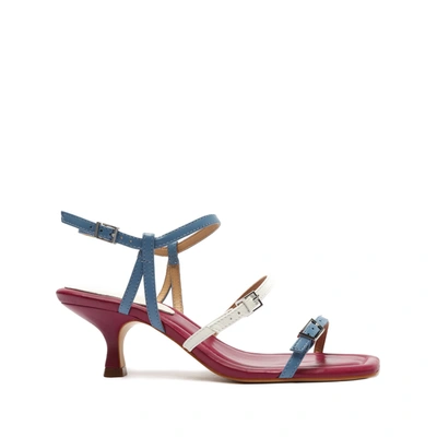 Schutz Dalilla Leather Sandal In Summer Jeans And White