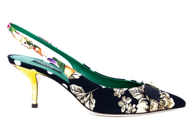 Dolce & Gabbana Dual-print Slingback Pumps In Multicolor