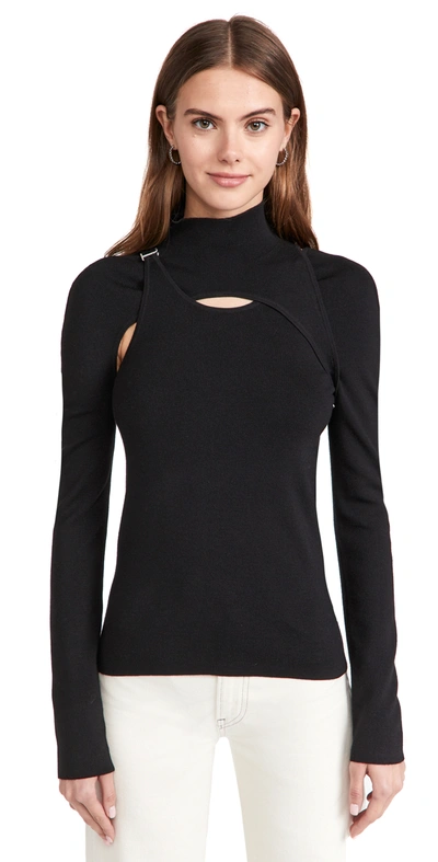 Dion Lee E- Hook Holster Knit Turtleneck Sweater In Black