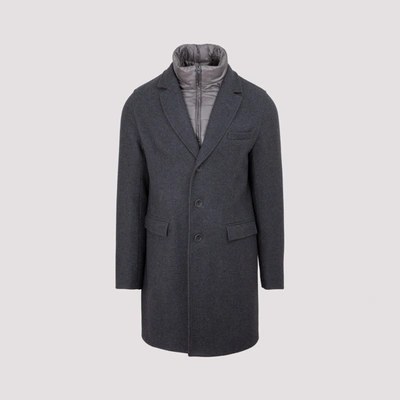 Herno Layered Single Breasted Coat In Grey