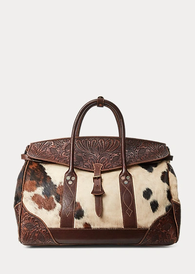 Double Rl Hair-on-hide Overnight Bag In Brown Multi