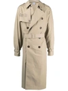 VETEMENTS BEIGE DOUBLE-BREASTED BELTED TRENCH COAT