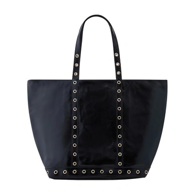 Vanessa Bruno Large Leather Cabas Tote In Noir