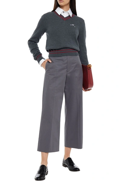 Maison Margiela Cropped Cotton-twill Straight-leg Trousers In Grey
