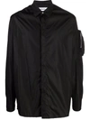 Ambush Logo Zip Pocket Long Sleeve Button-up Shirt In Schwarz