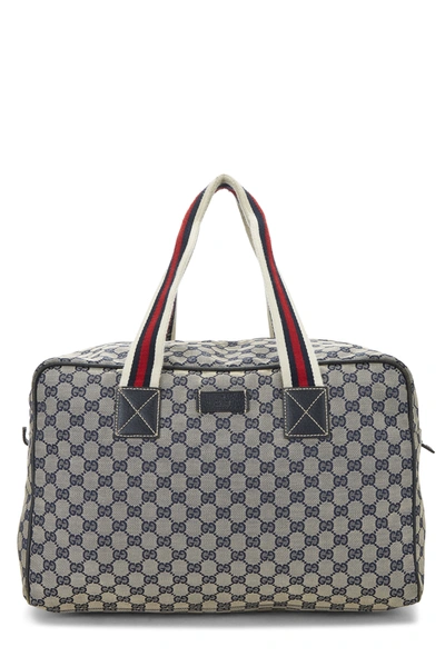 Pre-owned Gucci Navy Gg Canvas Carry On Duffle Large