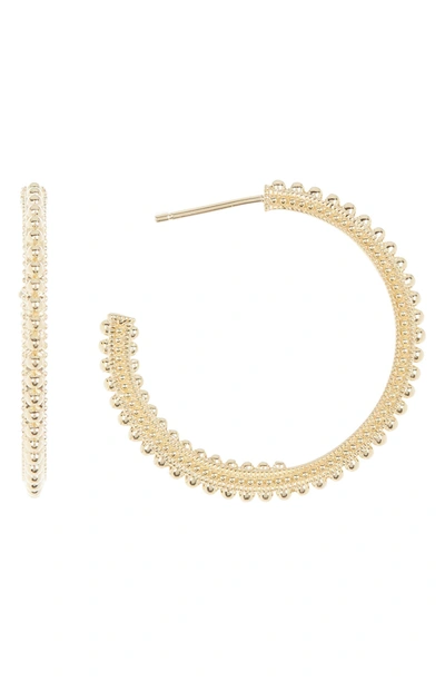 Judith Ripka 14k Gold Clad Classic Beaded Small Hoop Earrings