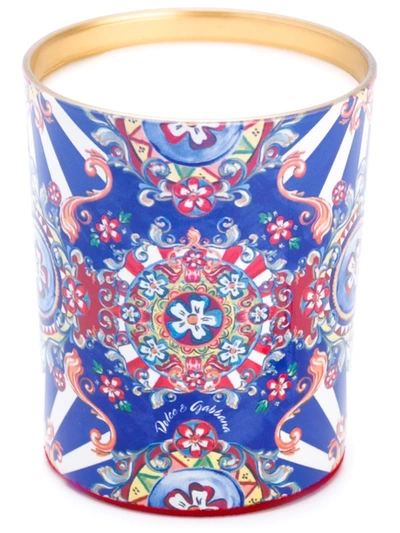 Dolce & Gabbana Carretto Siciliano Print Candle In Multicolour