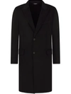 Dolce & Gabbana Lapel Collar Single-breasted Wool Coat In Black