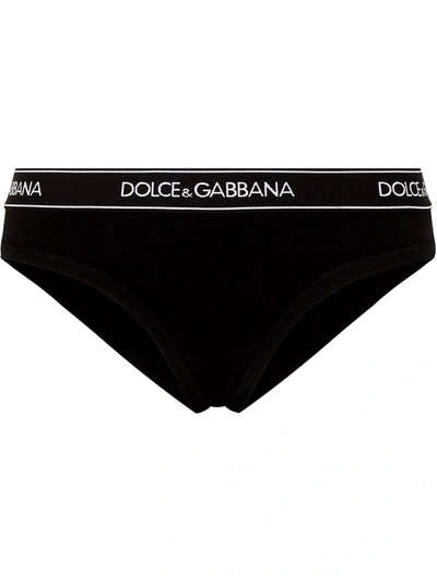 Dolce & Gabbana Logo Tape Low-rise Briefs In Black