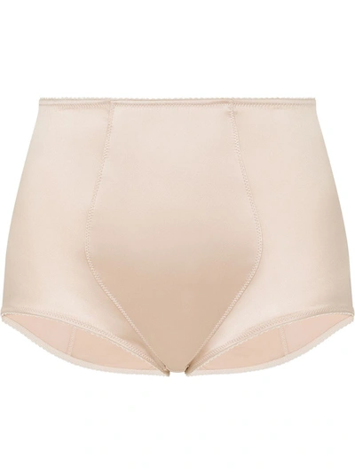 Dolce & Gabbana High-waisted Silk Briefs In Powder